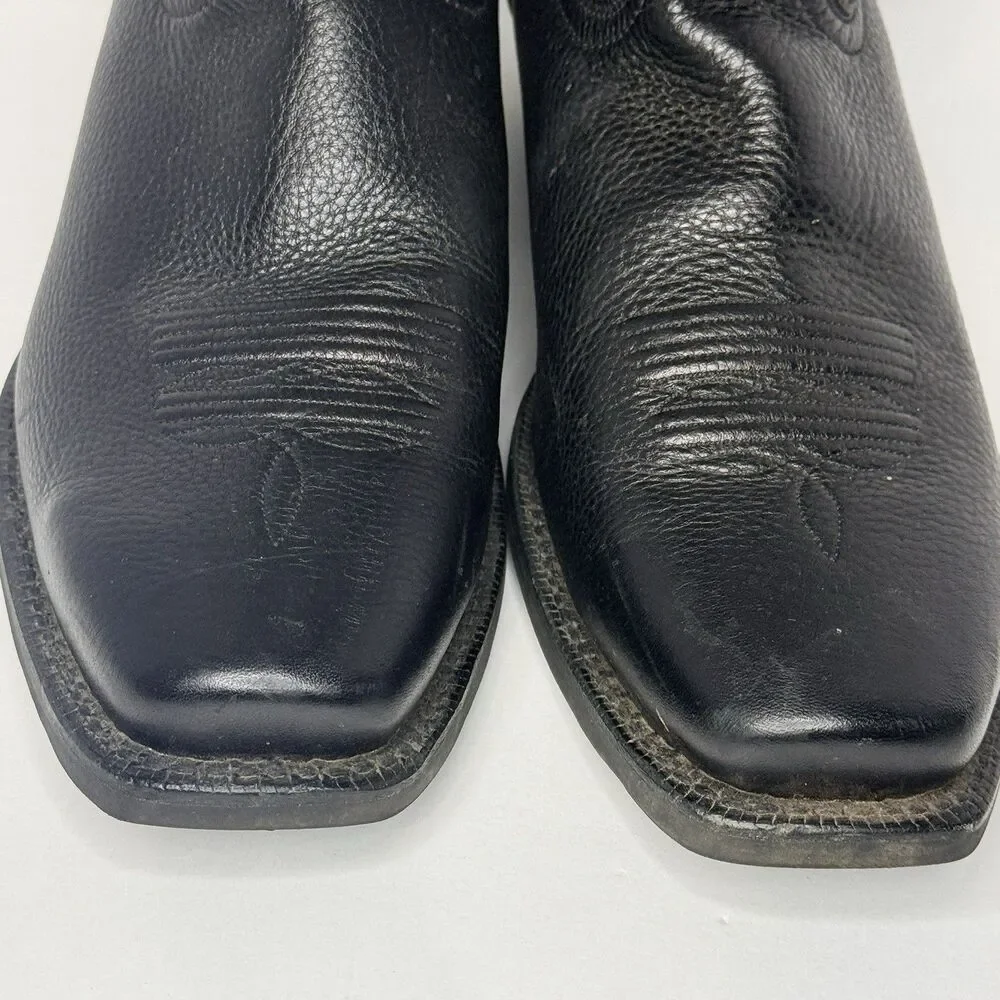 Ariat Sport Western Wide Square Toe Black Deertan Boots Men's Size 13 EE